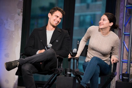 NEW YORK, NY - MARCH 14: Theo James and Shailene Woodley discuss their film "Allegiant" during AOL Build Speaker Series at AOL Studios In New York on March 14, 2016 in New York City. (Photo by Jenny Anderson/FilmMagic)