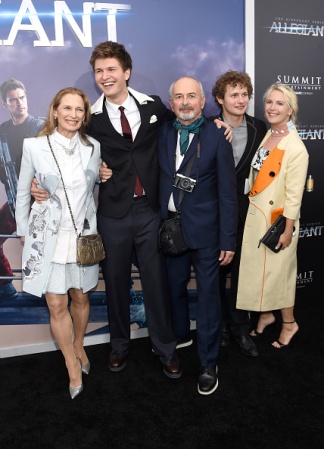 NEW YORK, NEW YORK - MARCH 14: (L-R) Grethe Barrett Holby, Ansel Elgort, and Arthur Elgort and family members attend the New York premiere of "Allegiant" at the AMC Lincoln Square Theater on March 14, 2016 in New York City. (Photo by Jamie McCarthy/Getty Images)